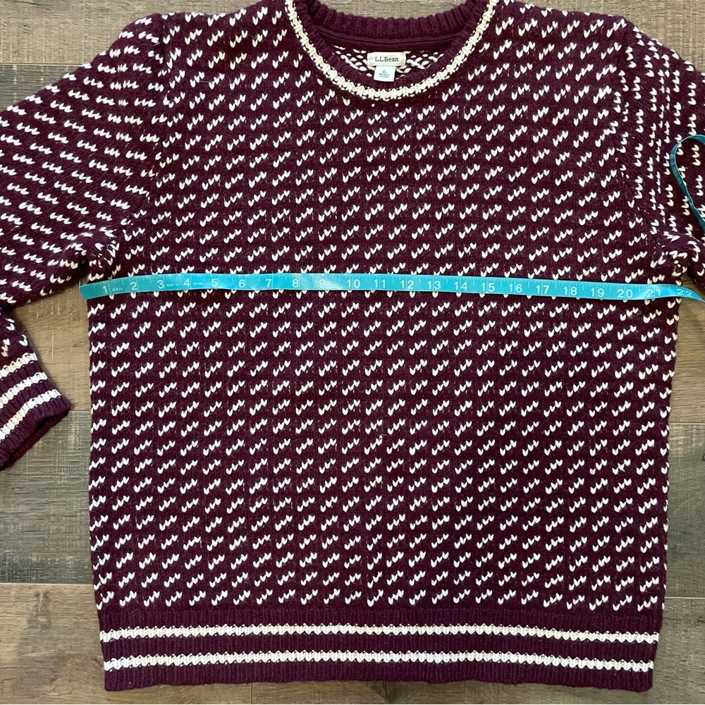 LL Bean Women's Bean's Classic Ragg Wool Sweater Crewneck Bird's-Eye L - Picture 4 of 9
